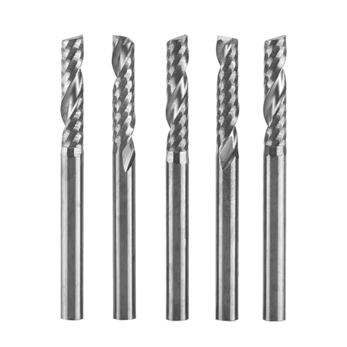 SHUAIGUO 5pcs Wolfram -Carbid -Einzelflöte Endmühlen Cutter Set, 1/8 Schaft, für CNC Fräsmaschinen, Schneiden von Acryl, PVC, MDF, Holz und Weichmaterialien von SHUAIGUO