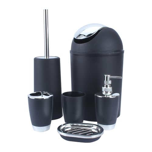 SHUAIGUO 6 -pC -Badezimmerzubehör Set mit Zahnbürstenhalter Seifenspender und Müllbehälter von SHUAIGUO