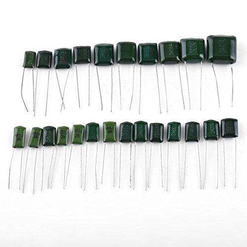 SHUAIGUO 660pcs 24-Value-Polyester-Filmkondensatoren Set, 100-V-Kit, 0,22 NF Bis 470 NF, Kompakte Größe, Einfache Identifizierung, Transparente Speicherbox für Elektronikbegeisterte von SHUAIGUO
