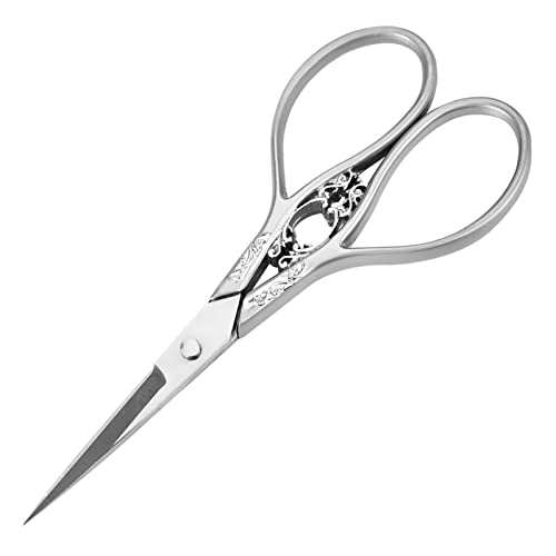 SHUAIGUO Antiquitätenstil Schneiderschere Edelstahl Hochleistungsnähte Handwerkswerkzeug aus Edelstahl (Silber Silberblumen) von SHUAIGUO