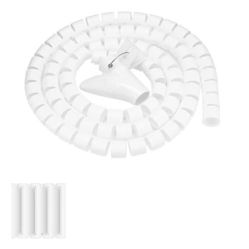 SHUAIGUO Flexibler Spiralrohrkabel -Organizer, Kabelmordkabelschutz und Speicherrohr - Wiederverwendbare Reißverschlusslösung für Fernseh-/Computerkabel (Weiß #05) von SHUAIGUO