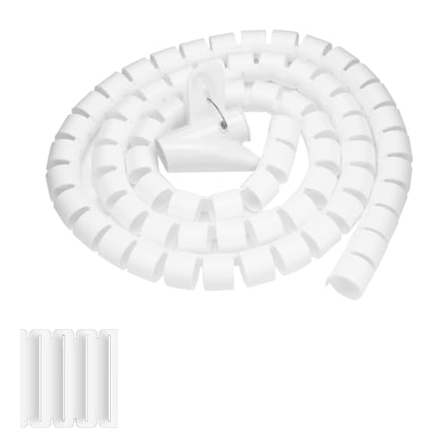 SHUAIGUO Flexibler Spiralrohrkabel -Organizer, Kabelmordkabelschutz und Speicherrohr - Wiederverwendbare Reißverschlusslösung für Fernseh-/Computerkabel (Weiß #08) von SHUAIGUO