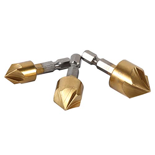 SHUAIGUO HSS 90-Grad-Schamfalken-Bohrer-Bit-Set, Hex Shank Holzbearbeitung Reamer Zum Entlüften, Glatte Sägemehlentladung, 5-Flute-Design, für Holz, Plastik, Plastik SHUAIGUO HSS 90-Grad-Schamfalken-Bohrer-Bit-Set, Hex Shank Holzbearbeitung Reamer Zum Entlüften, Glatte Sägemehlentladung, 5-Flute-Design, für Holz, Plastik, Plastik von SHUAIGUO