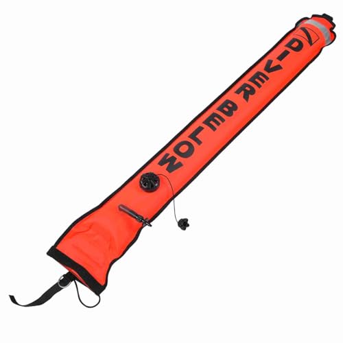 SHUAIGUO Hohe Sichtbarkeit Aufblasbare Tauch-Tauch-Oberflächen-Signalmarker Boje, Fluoreszierendes Gelb, Reflektierender Streifen, 316 Edelstahl-D-Ringe, Auto-Seal-Ventil, Essentieller Taucher (Rot) von SHUAIGUO