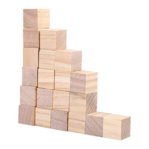 SHUAIGUO Holzblöcke Basteln Holzwürfel, Quadrat für Wohnkultur und Handgefertigtes Spielzeug -, Glatte Oberfläche, Umweltfreundlich für Künstler und Kinderkreationen (20 mm (20 Stücke)) von SHUAIGUO