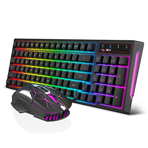 SHUAIGUO L99 2,4 G kabellose wiederaufladbare Tastatur-Maus-Kombination 96 Tasten RGB-Folientastatur Bunte Hintergrundbeleuchtung Gaming-Maus-Set von SHUAIGUO