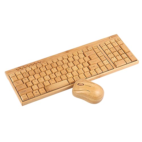 SHUAIGUO LIANAI 2.4G Wireless Bamboo PC Tastatur und Maus Combo Computer Tastatur Handcrafted natürlichen Holz Plug and Play gelb von SHUAIGUO