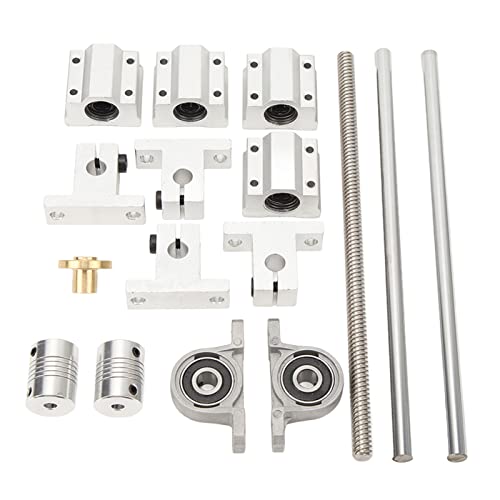 SHUAIGUO Linearbewegungsstange Welle T8X8 Blei -Schraubkit - SC8UU Schieberlagerblock, Flexible Welle Kupplung, Hohe Zugfestigkeit, 304 Edelstahl für 3D Drucker, Gravurmaschine (8-200) von SHUAIGUO