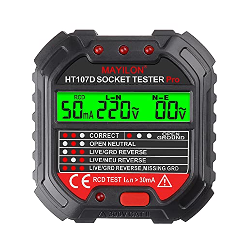 SHUAIGUO MAYILON Socket Tester Spannungsanzeige 6 Arten Anzeigelampen 90~250 V Socket Tester Phasenpolaritäts-Lecksucher Dienstprogramm zur Erkennung von Problemen von SHUAIGUO