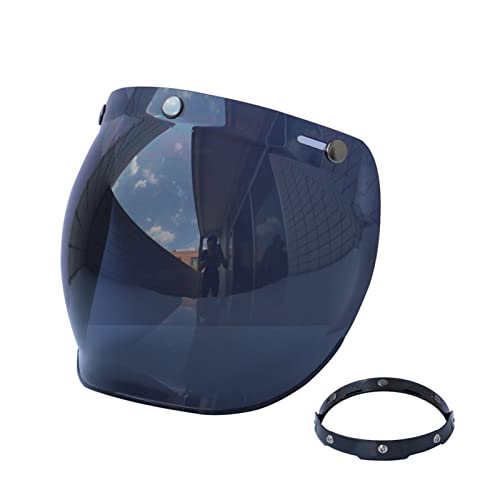SHUAIGUO Motorrad Anti-UV Anti-Kratz-Helme Linse Retro Bubble Visor Windschutzscheibe Universal für Standard 3-Snap Jethelme von SHUAIGUO