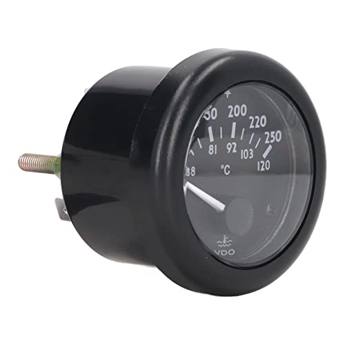 SHUAIGUO Motorwassertemperaturanzeige, 2-Zoll-Weitbereichs-Wassertemperaturmesser, ABS-Material, 38-120 ℃, 52 Mm Zifferblatt, Schwarz Gestrichen, 12 V für Auto & Marine (24 V) von SHUAIGUO