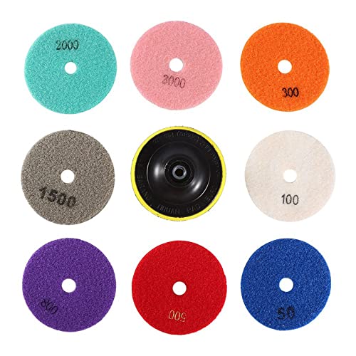 SHUAIGUO Nass Polierpolster für Granit, Marmor, Beton-100 Mm Schleifscheiben, Multi-GRIT mit M14-Gewinde, 8+1-PCs für Schnelle, Marke Freie Politur SHUAIGUO Nass Polierpolster für Granit, Marmor, Beton-100 Mm Schleifscheiben, Multi-GRIT mit M14-Gewinde, 8+1-PCs für Schnelle, Marke Freie Politur von SHUAIGUO