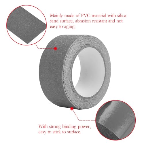 SHUAIGUO PVC-Klebeband Nicht Rutschfest, Farbenfrohe 5 M X 5 Cm Anti-Skid-Sicherheitskleber für Treppenböden, Dekorativer Gebrauch (Grau) von SHUAIGUO