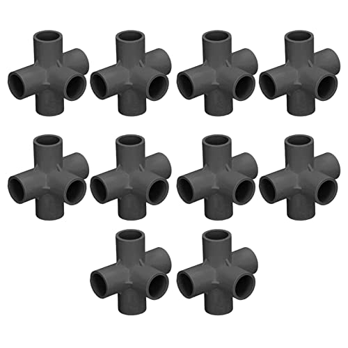 SHUAIGUO PVC Rohranpassung 20 Mm 5-Wege-Ellbogenanschluss, weiß, Robust und Rissresistent für Innen-/Außenmöbel und -Strukturen (Schwarz) von SHUAIGUO