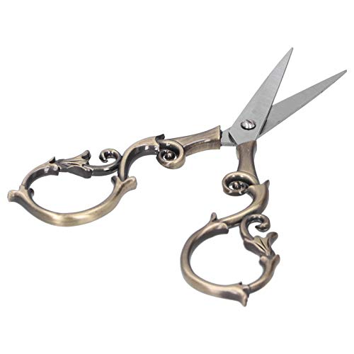 SHUAIGUO Vintage Edelstahl Schere Retro DIY Stickerei Nähen Schönheitstrimmungswerkzeug (Bronze) von SHUAIGUO