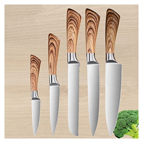 Küche Edelstahl -Werkzeug Japanische Kochmesser Sushi Sashimi Santoku 8 Zoll Brotmesser Backkekse Gegrilltes Fleisch gegrillt küchenmesser set (Color : A 5pcs set) von SHUBIAO