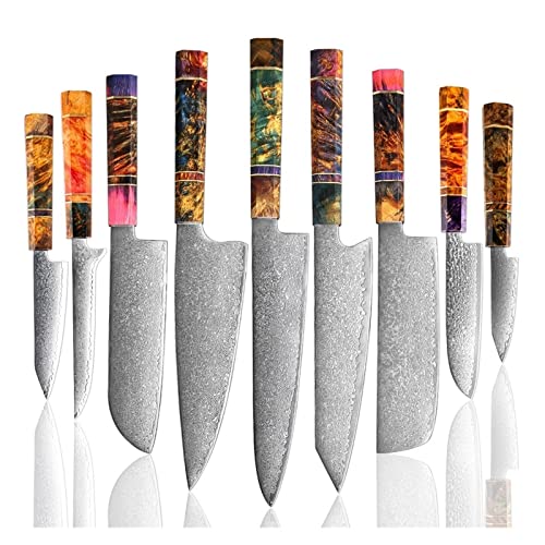 Küchenmesser Chef Messer Damaskus VG10 Japaner Damaskus Stahl Kiritsuke Gyuto Messer stabiler Holzgriff sehr scharf küchenmesser set (Color : A-9PCS) von SHUBIAO