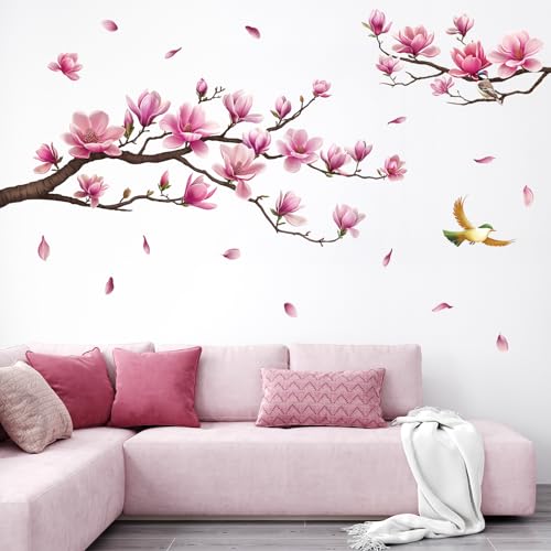 Abnehmbare Rosa Magnolienblüten Wandsticker, Baum Ast Wandaufkleber, Selbstklebende Vinyl Wandtattoos, Wanddeko für Wohnzimmer Schlafzimmer Abnehmbare Rosa Magnolienblüten Wandsticker, Baum Ast Wandaufkleber, Selbstklebende Vinyl Wandtattoos, Wanddeko für Wohnzimmer Schlafzimmer von SHUCHING