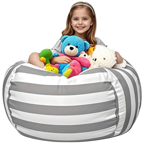 SHUCHNOYE Sitzsäcke für Kinder - Nur Bezug (Keine Füllung) für Sofa-Stofftiere Aufbewahrung– Waschbarer Canvas-Abdeckungfür Jugendliche und Erwachsene – für Plüschtiere. 110 x 96 cm Extragroß von SHUCHNOYE