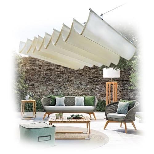 Pergola-Dachüberdachungs-Sets, Ersatzmarkisen for Außenterrassen, einziehbare, atmungsaktive Abdeckung, 90% Sonnenschutz-Tuch, (Size : W2.5*L10m/W8.2*L32.81ft) von SHUDONGDEN