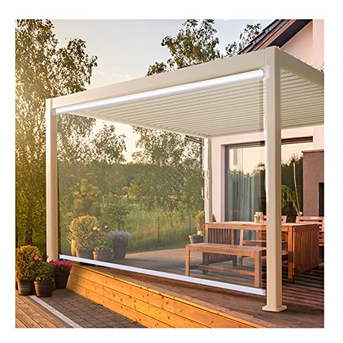 SHUDONGDEN Transparentes Wasserdichtes Rollo,Transparent Wasserdichtes Roll-Up-Rollo,Outdoor-Balkon-Terrassen-Tür Durchsichtige Rollos, PVC-Kunststoff-Regenschutz-Fenster-Rollos,120x200cm/47.2x78.7in von SHUDONGDEN