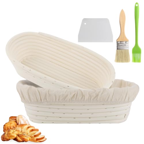 Gärkorb zum Brotbacken 2er- Set, 30 cm, Gärkörbchen aus natürlichem Rattan für selbstgemachtes Brotn, Inklusive Schaber, Reinigungsbürste und Leinenbezug, perfekt für professionelles Brotbacken Gärkorb zum Brotbacken 2er- Set, 30 cm, Gärkörbchen aus natürlichem Rattan für selbstgemachtes Brotn, Inklusive Schaber, Reinigungsbürste und Leinenbezug, perfekt für professionelles Brotbacken von SHUESS