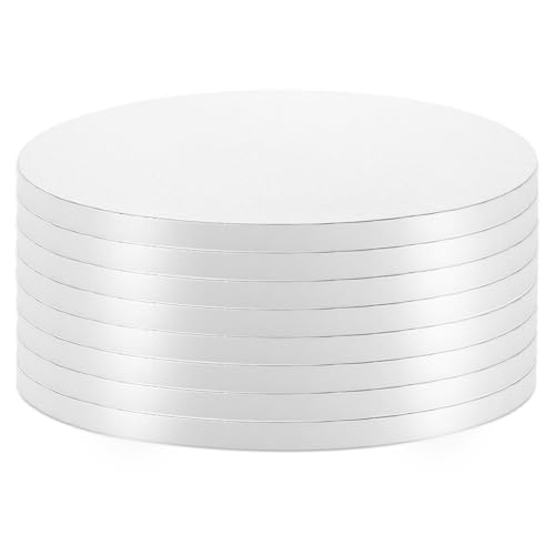 SHUESS 10 Stück Cake Board, Tortenunterlage, 12mm x Ø25cm/10inch Wiederverwendbar Cake Drum, Torten Unterplatten für Transport Kuchen, Runde Cake Karton für Hochzeit, Geburtstag, Party, Weiß von SHUESS