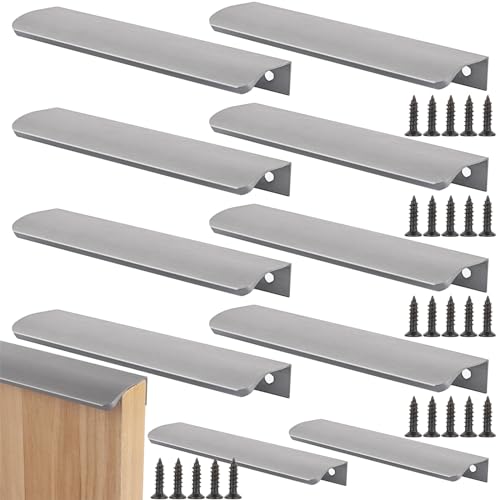 SHUESS 10 Stück Schrankgriffe Versteckte, 150mm Schrankgriffe Küchengriffe mit 20 Schraube, Küchengriffe Schubladengriff Silber Küchengriffe Versteckter Griffe für Kleiderschrank Tür Schubladen von SHUESS