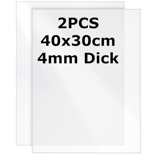 SHUESS Acrylglas Platte 40 x 30 cm 2er Set – Transparente Acrylplatte 4mm stark – Hochglänzende Acrylplatte transparent – Kristallklare Acrylglas Scheiben als Acryl Platte für vielseitige Anwendungen von SHUESS