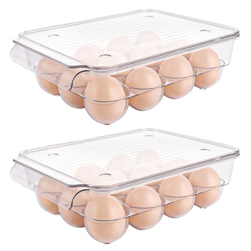 SHUESS 2 Stück Freeze Eierbehälter, Eierbox für 12 Eier mit Deckel, Tragbare Ei Aufbewahrungsbox, Kunststoff Eierbehälter für kühlschrank, Geeignet für die Lagerung von Eiern von SHUESS