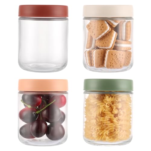 SHUESS 4 Pack 16 OZ Overnight Oats Gläser, Overnight Oats Gläser mit Deckel,für Overnight Oats Salat Joghurt Pudding Chutney Marmelade,Wiederverwendbare Glasbehälter für Jogurt, Müsli von SHUESS