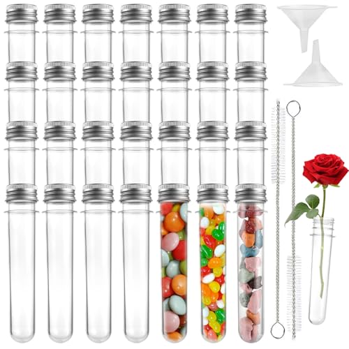 SHUESS 50 Stück Reagenzglas mit Schraubverschluss, 45ml Kunststoff Reagenzglas mit 2 Trichter und Reinigungsbürste, Transparent Reagenzglas für Blumenvase Beads Süßigkeiten Glas Perlen Labor SHUESS 50 Stück Reagenzglas mit Schraubverschluss, 45ml Kunststoff Reagenzglas mit 2 Trichter und Reinigungsbürste, Transparent Reagenzglas für Blumenvase Beads Süßigkeiten Glas Perlen Labor von SHUESS
