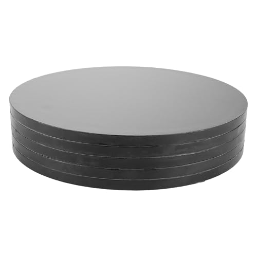 SHUESS 5X Cakeboard 30 cm Rund Schwarz 12 mm Dick - Stabile Tortenunterlage Rund 30 cm, Kuchenplatte aus Pappe - Wasserfeste Tortenplatte Pappe für Kuchen Dessert Tortenteller wiederverwendbar von SHUESS