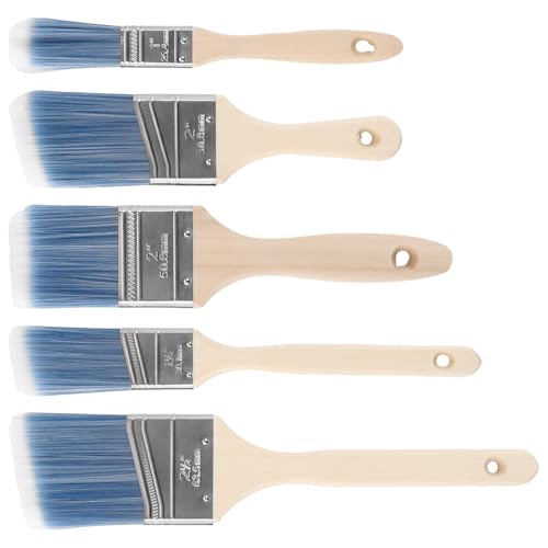 SHUESS Malerpinsel 5er Set, Lackierpinsel Lackpinsel für den Profi - Flachpinsel Set für Wandfarbe, Lacke & Kreidefarbe - Pinselset Maler von SHUESS
