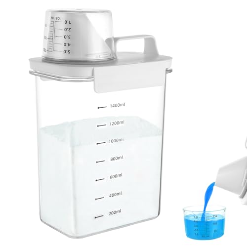 SHUESS Waschpulver Aufbewahrungsbox, 1800 ML Waschpulver Dosierer mit Messbecher, Luftdichter Waschmittelspender für Waschpulver Wäscheparfüm von SHUESS
