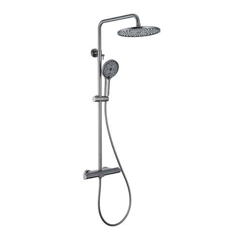 Regendusche Duschsystem mit Thermostat, Duscharmatur Komplettset mit Versteckte Wasserfall- Auslauf, Duschset mit 3 Funktions ABS Handbrause und 150 cm Schlauch, Verstellbarer HöHe Regendusche Duschsystem mit Thermostat, Duscharmatur Komplettset mit Versteckte Wasserfall- Auslauf, Duschset mit 3 Funktions ABS Handbrause und 150 cm Schlauch, Verstellbarer HöHe von SHUGUANG