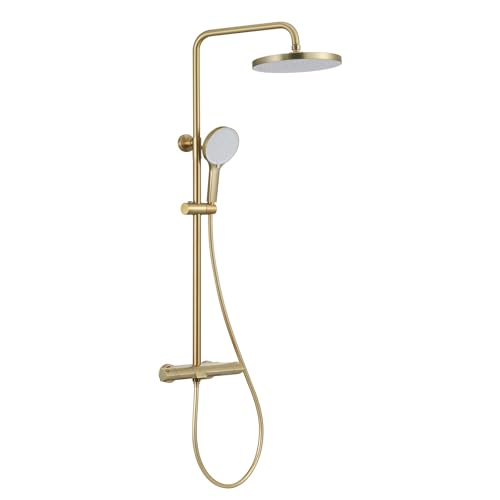 Regendusche Duschsystem mit Thermostat, Duscharmatur Komplettset mit Versteckte Wasserfall- Auslauf, Duschset mit 3 Funktions ABS Handbrause und 150 cm Schlauch, Verstellbarer HöHe Regendusche Duschsystem mit Thermostat, Duscharmatur Komplettset mit Versteckte Wasserfall- Auslauf, Duschset mit 3 Funktions ABS Handbrause und 150 cm Schlauch, Verstellbarer HöHe von SHUGUANG