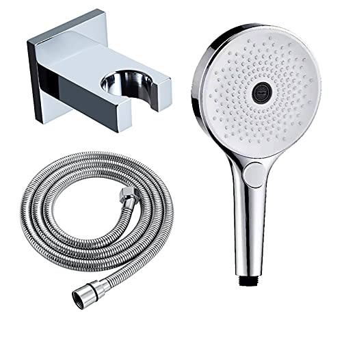SHUGUANG Duschkopf Hochdruck ABS Handbrause mit 3 Strahlarten, Wassersparend Brausekopf Antikalk Duschbrause Set mit 1.5M Edelstahl Schlauch und Messing Halterung, G1/2,Chrome von SHUGUANG
