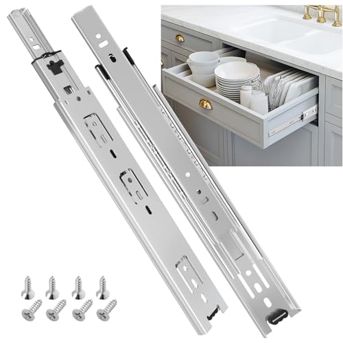 SHUHANG Schubladenschienen Vollauszug mit Kugelgelagerten Schubladenauszug 250mm Schubladenschiene Küchenschubladen Schubladenführungen 45 KG Tragfähigkeit Seitenmontage Silber 1 Paar von SHUHANG