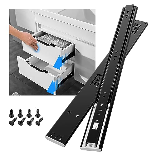 SHUHANG Schubladenschienen Softclose Schubladenschiene Vollauszug 45 kg Tragfähigkeit mit Kugelgelagerten Schubladenauszug 300 350 400 450 500 550 600 mm, Seitenmontage 1 Paar von SHUHANG