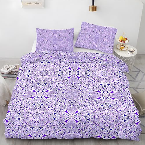 Bettwäsche 135x200 Violette Textur Bettwäsche Set 3 Teilig Abstrakt Muster Bettbezug für Kinder, Microfaser Flauschig Weich Bettbezüge und 2 Kissenbezug 80x80 cm, mit Reißverschluss von SHUI