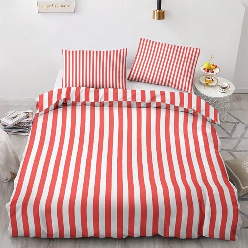 Bettwäsche 200x200 Rote Textur Bettwäsche Set 3 Teilig Abstrakt Muster Bettbezug für Erwachsener, Microfaser Weich Warm Bettbezüge und 2 Kissenbezug 80x80 cm, mit Reißverschluss von SHUI