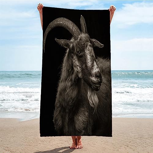 Mikrofaser Handtuch 3D Schwarze Ziege Strandtuch Groß 70x150cm Mikrofaser Strandtuch HandtüCher Schnelltrocknend-Ultra Leicht Sandfreies Strandhandtuch StrandtüCher von SHUI