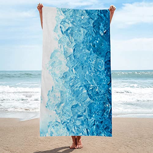 Mikrofaser Strandtuch XXL Blaue EiswüRfel Strandtuch Groß 90x180cm Mikrofaser Strandtuch HandtüCher Schnelltrocknend-Ultra Leicht Sandfreies Strandhandtuch StrandtüCher von SHUI