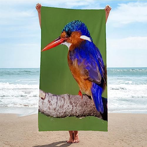 Mikrofaser Strandtuch XXL GrüNer Eisvogel Strandtuch Groß 90x180cm Mikrofaser Strandtuch HandtüCher Schnelltrocknend-Ultra Leicht Sandfreies Strandhandtuch StrandtüCher von SHUI