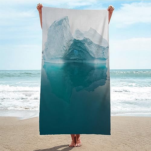 Strandtuch Groß 100x200 Blauer Eisberg Strandtuch Groß Mikrofaser Strandtuch HandtüCher Schnelltrocknend-Ultra Leicht Sandfreies Strandhandtuch StrandtüCher von SHUI