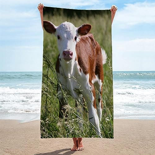 Strandtuch Groß 100x200 GrüNe Kuh Strandtuch Groß Mikrofaser Strandtuch HandtüCher Schnelltrocknend-Ultra Leicht Sandfreies Strandhandtuch StrandtüCher von SHUI