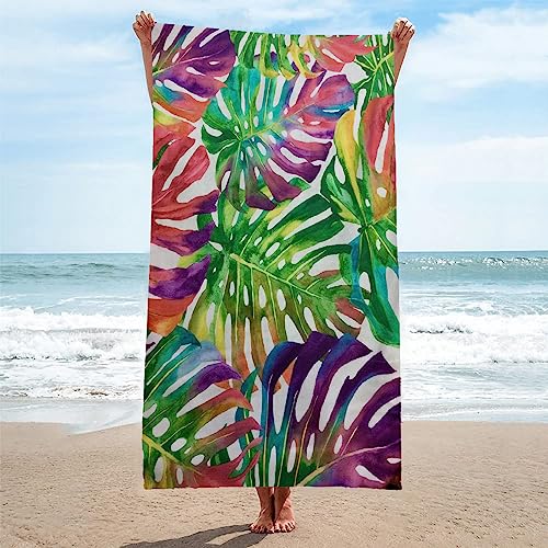 Strandtuch GrüNes Monstera-Blatt StrandtüCher Groß 150x200 Mikrofaser Strandtuch HandtüCher Schnelltrocknend-Ultra Leicht Sandfreies Strandhandtuch StrandtüCher von SHUI