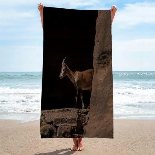 Strandtuch Schwarzer Steinbock StrandtüCher Groß 150x200 Mikrofaser Strandtuch HandtüCher Schnelltrocknend-Ultra Leicht Sandfreies Strandhandtuch StrandtüCher Strandtuch Schwarzer Steinbock StrandtüCher Groß 150x200 Mikrofaser Strandtuch HandtüCher Schnelltrocknend-Ultra Leicht Sandfreies Strandhandtuch StrandtüCher von SHUI