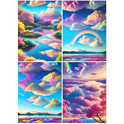 SHUIBIAN 4PCS Diamond Painting Set Landschaften Wolken Himmel 5d DIY Diamant Painting Bilder, Malen nach Zahlen, Diamant Malerei Kits Für Wand Dekoration von SHUIBIAN